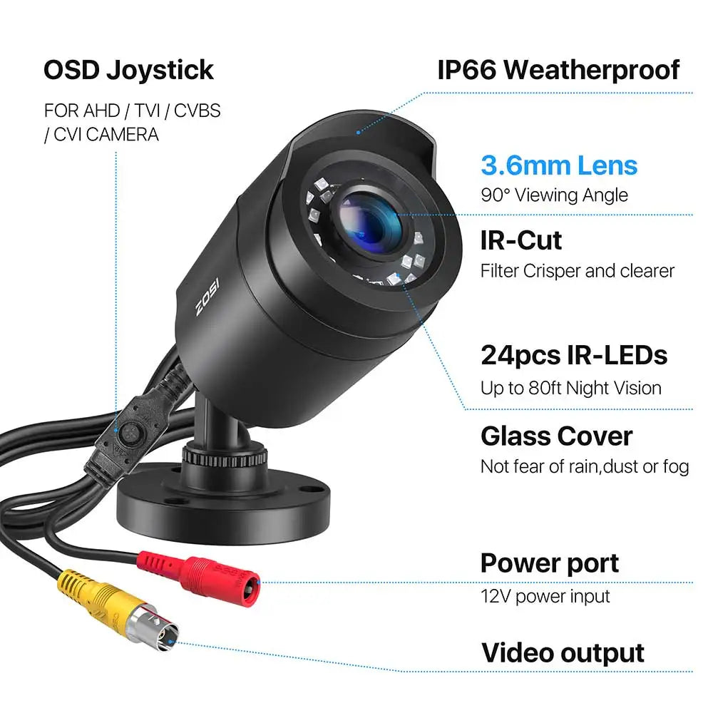 ZOSI 1080P Outdoor CCTV Security Camera, 80ft Night Vision - R & R Innovations