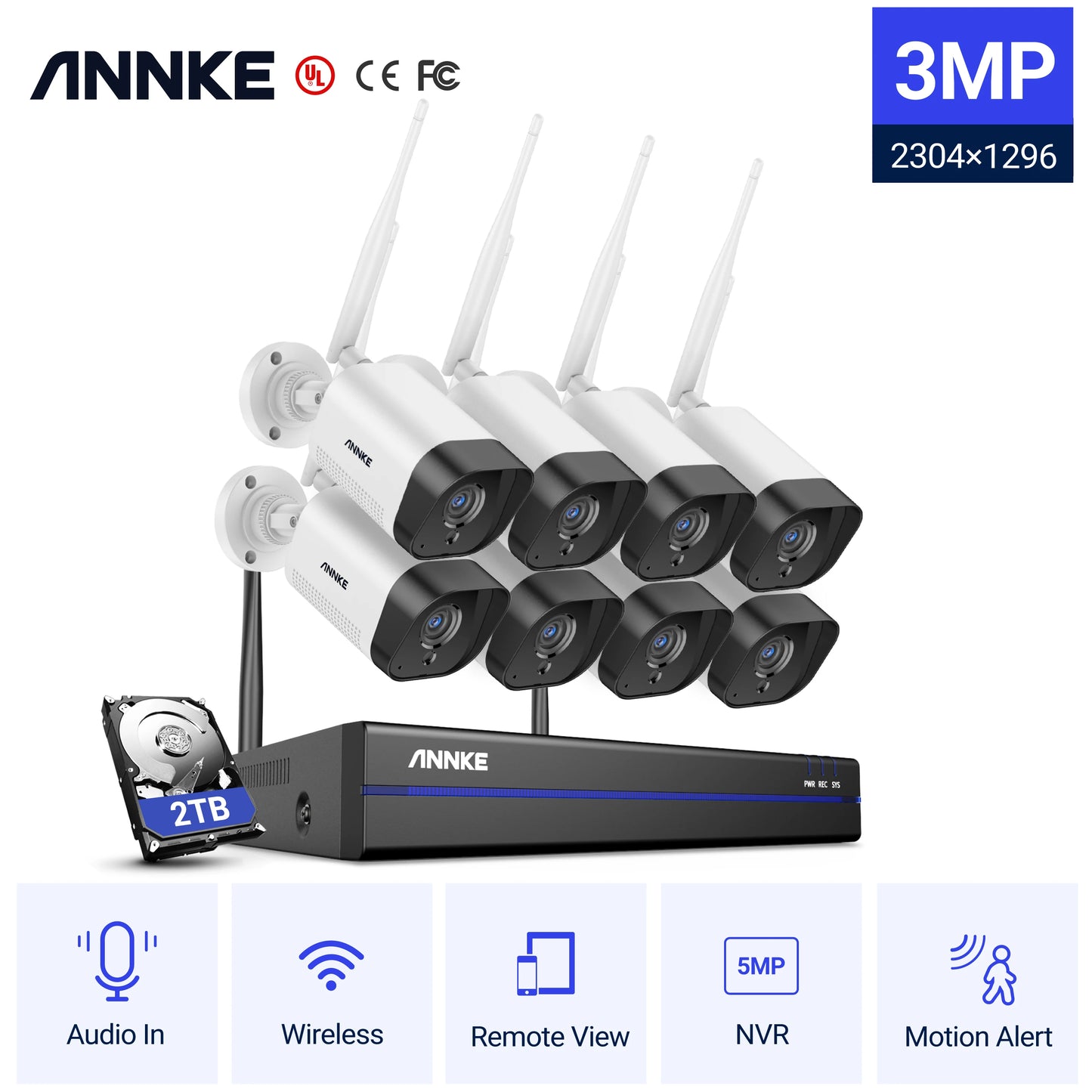 ANNKE 8CH 3MP Wireless NVR CCTV System with Audio. - R & R Innovations