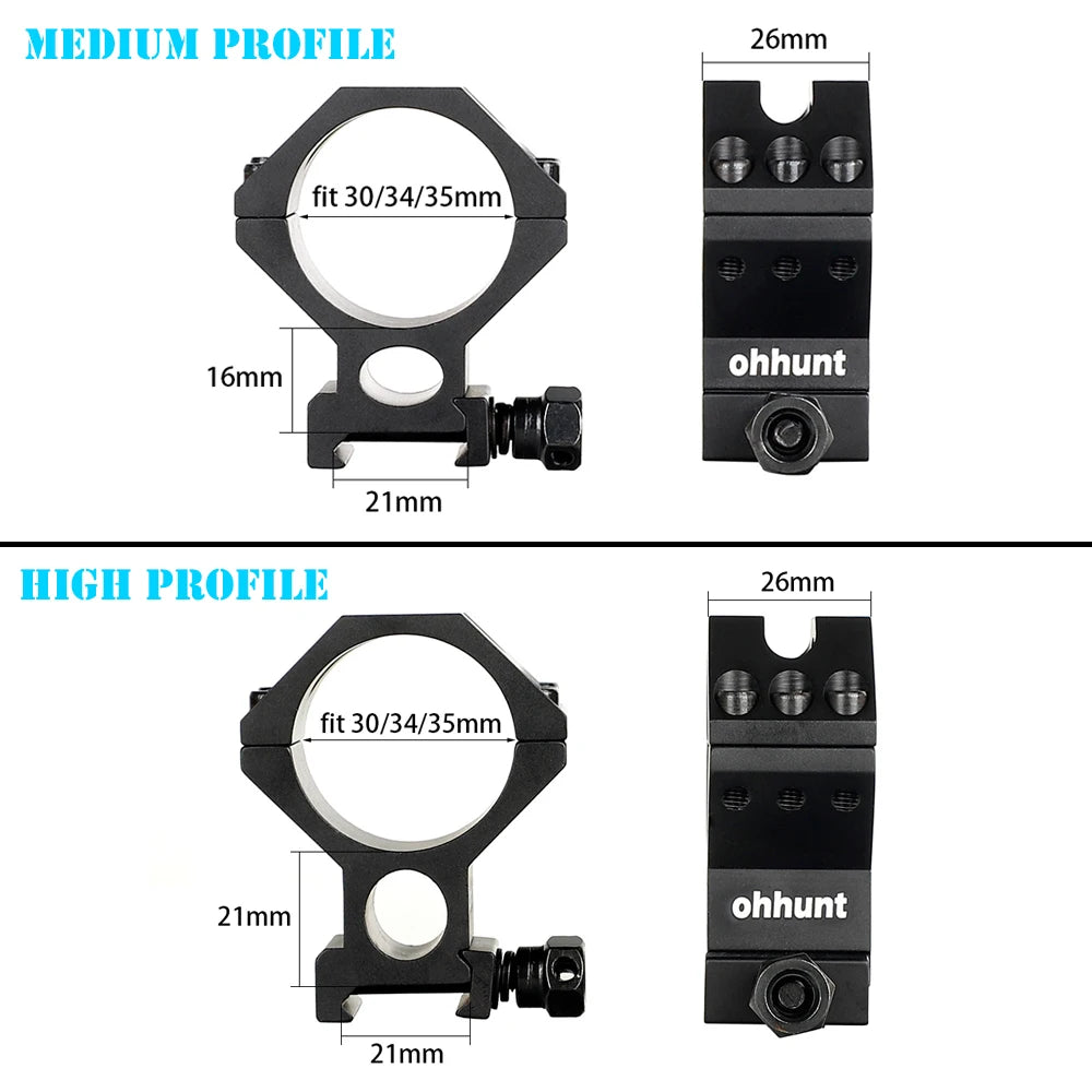 ohhunt 30mm 34mm 35mm Medium High Profile 20mm Scope Mount Hunting Scopes Rings - R & R Innovations