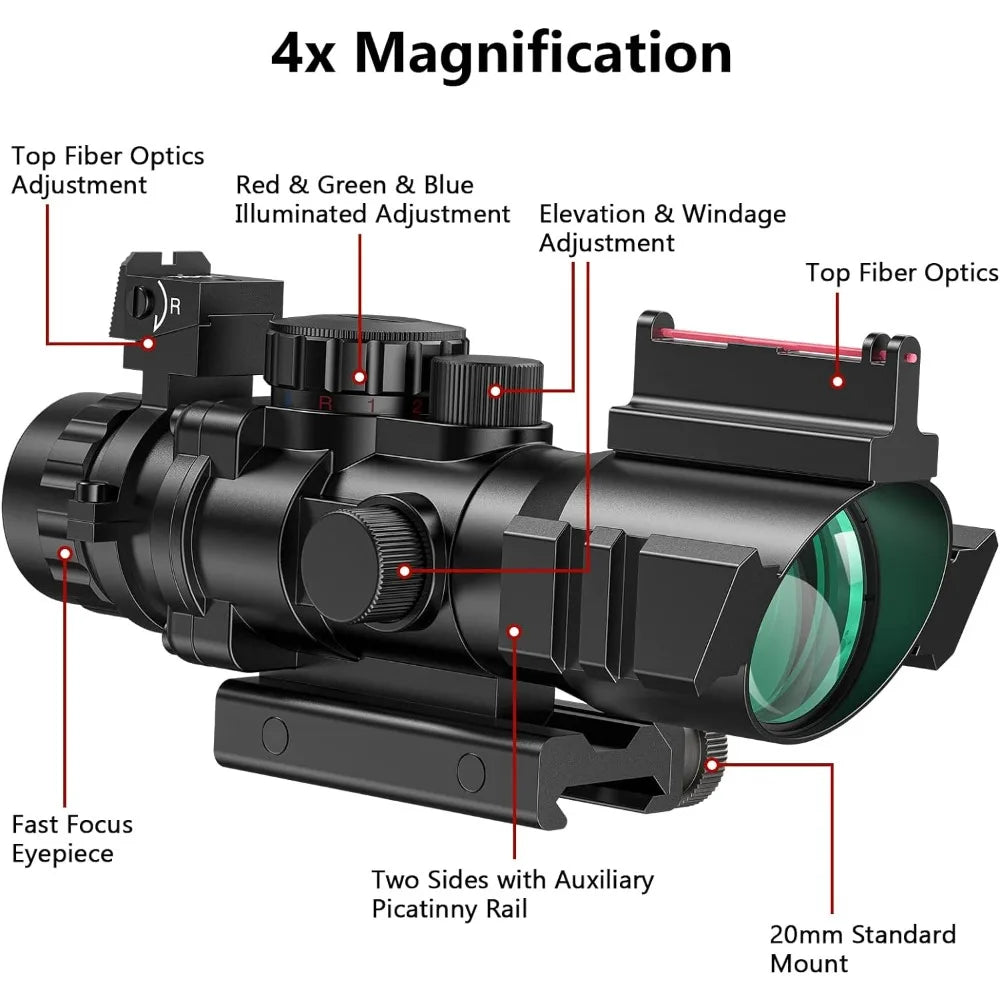 Illuminated Tactical Rifle Scope with 20mm Rail Mount - R & R Innovations