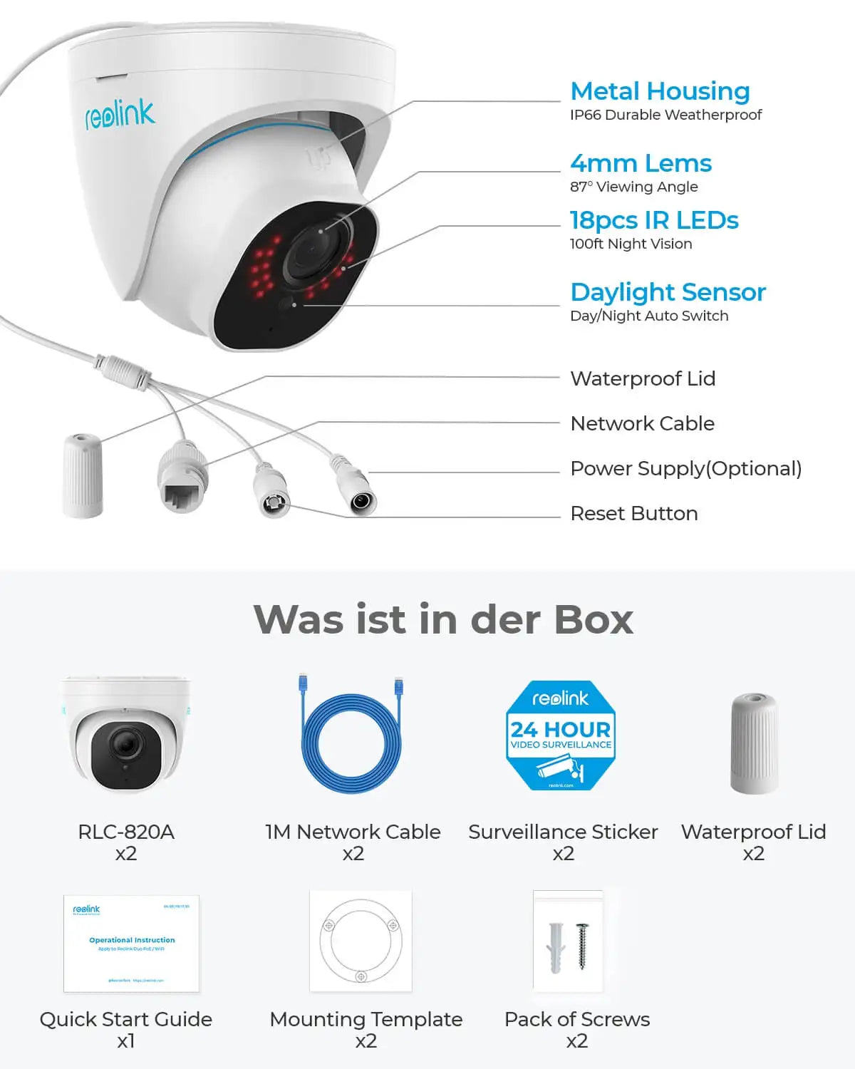 Reolink RLC-820A 4K PoE Camera: Human/Car Detection Security Cam - R & R Innovations