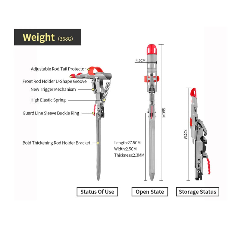 LINNHUE Stainless Steel Automatic Fishing Rod Holder: Adjustable Sensitivity - R & R Innovations