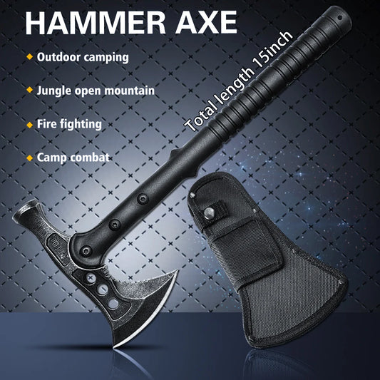 Camping Survival Hatchet Portable Hammer Forged Steel Construction Tomahawk Anti-Slip & Shock Reduction Grip Tactical Axes Knife - R & R Innovations