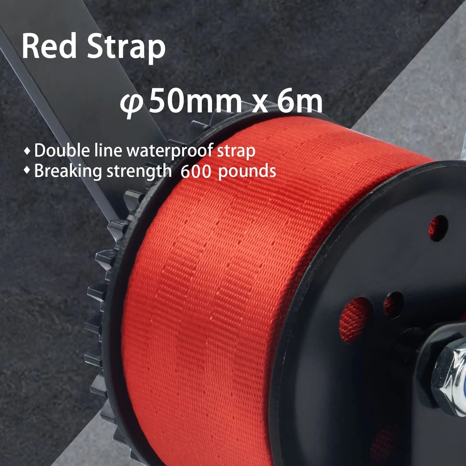 600LB Boat Trailer Winch with Red Nylon Strap - R & R Innovations