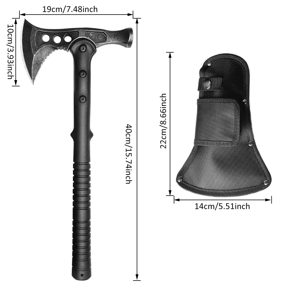 Camping Survival Hatchet Portable Hammer Forged Steel Construction Tomahawk Anti-Slip & Shock Reduction Grip Tactical Axes Knife - R & R Innovations