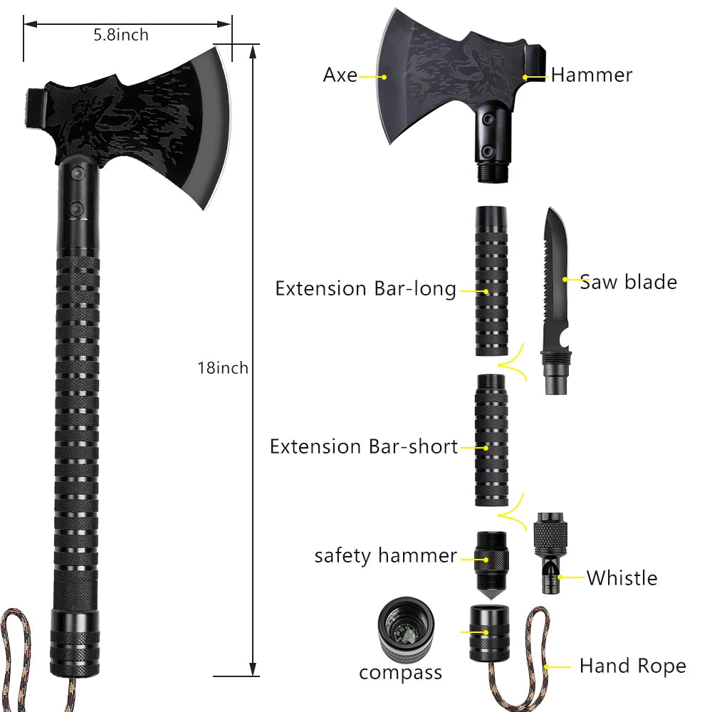 Foldable Survival Axe Field Equipment Tomahawk Outdoor Camping Chopping Wood Knife Multi Tool Kit Wild Hatchet Axes Wolf Ax - R & R Innovations