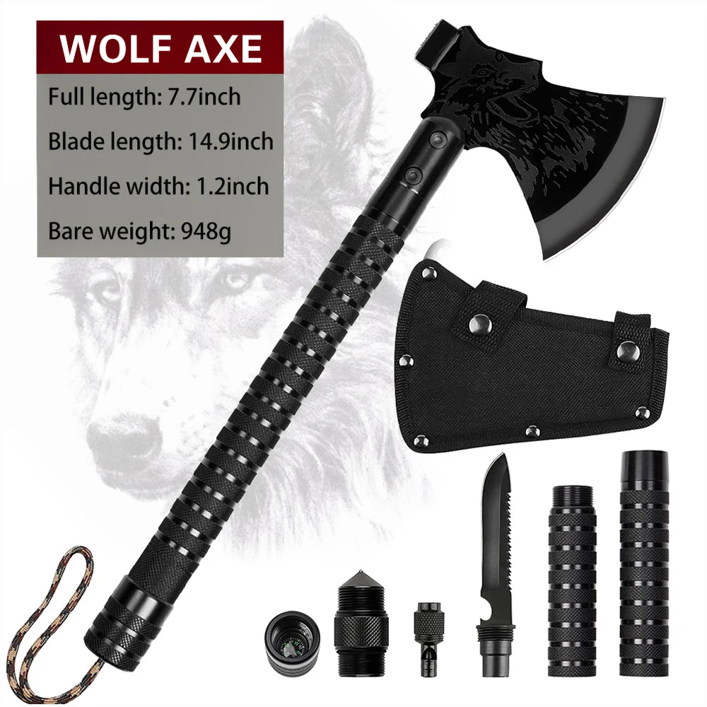 Foldable Survival Axe Field Equipment Tomahawk Outdoor Camping Chopping Wood Knife Multi Tool Kit Wild Hatchet Axes Wolf Ax - R & R Innovations